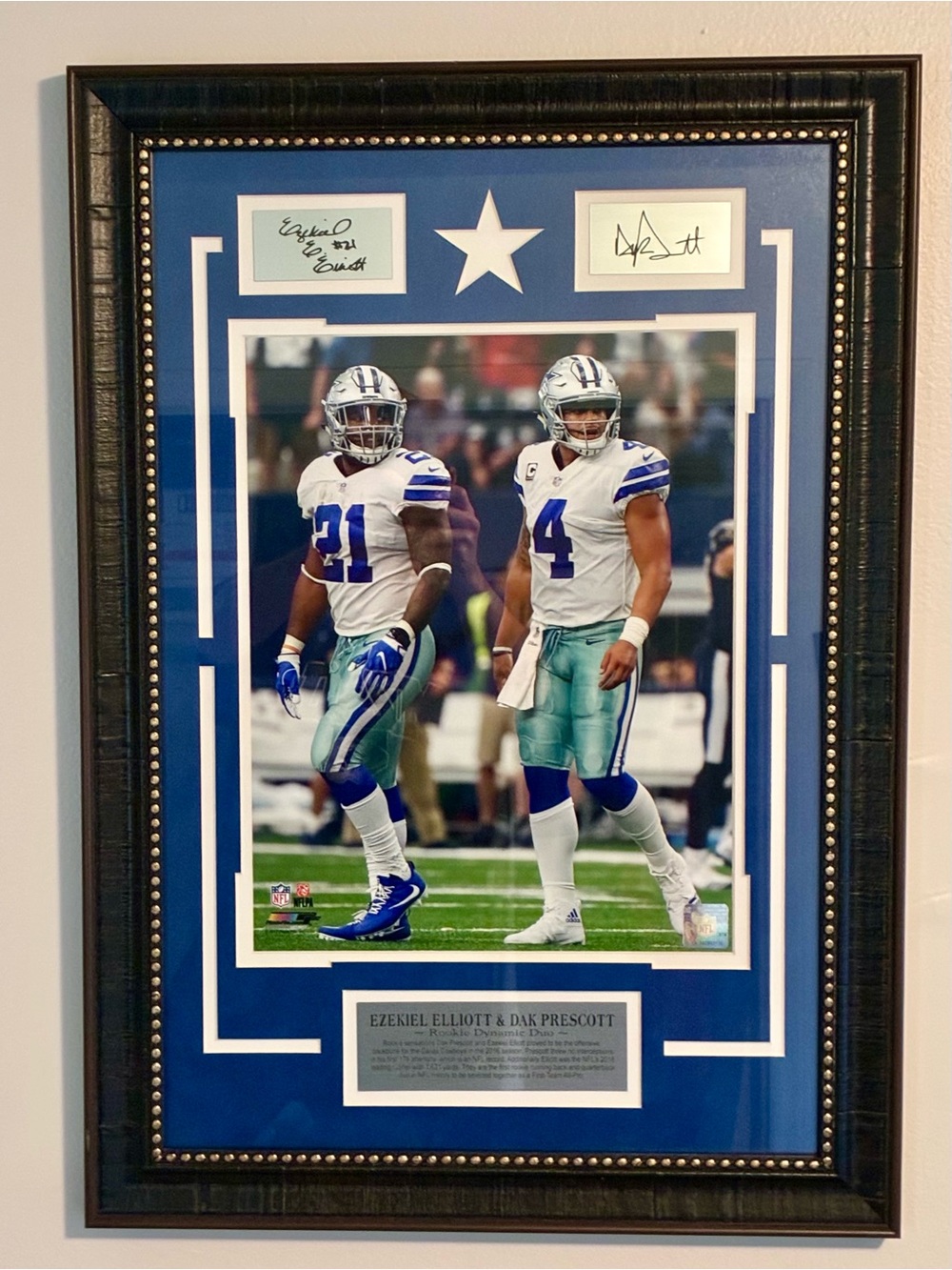 Dallas Cowboys “Dynamic Duo" Framed Photo . Feat Dak Prescott & Ezekiel Elliott